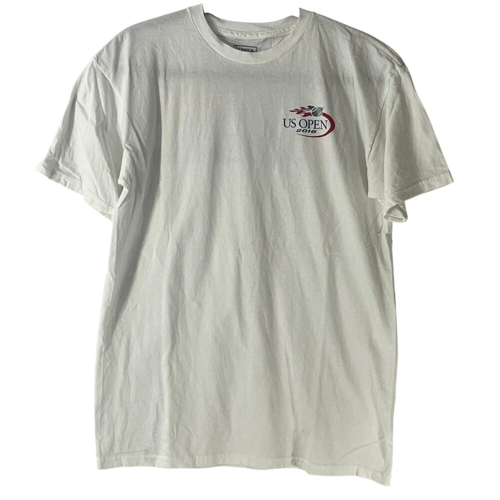 USTA 2016 US Open White Graphic Crew Neck T-Shirt Short Sleeve Size M